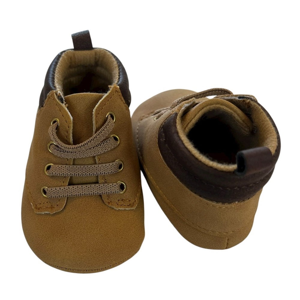 Carter's 0-3M Brown Faux Leather Lace Up Booties for babies